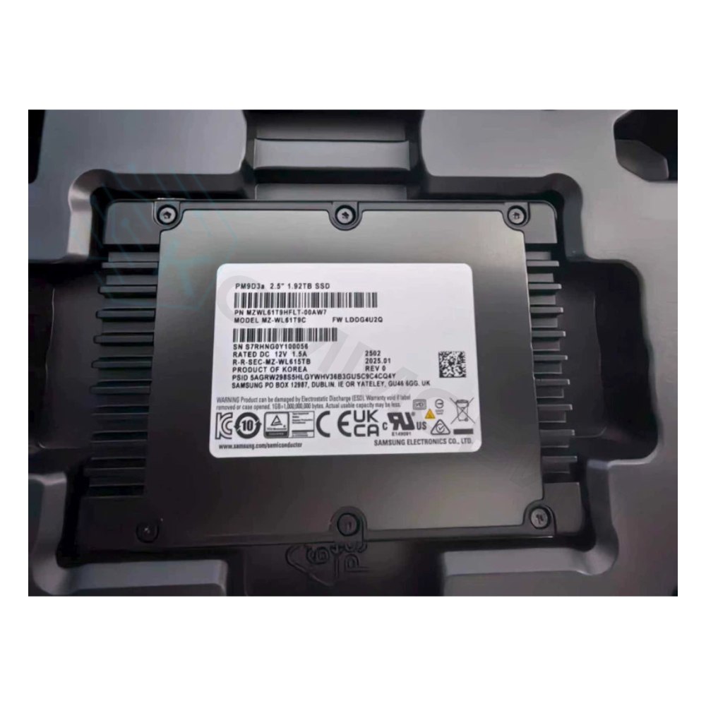Твердотельный накопитель Samsung SSD 1,92Tb MZWL61T9HFLT-00AW7 PM9D3a, U.3(2.5" 15mm), NVMe, PCIe 5.,