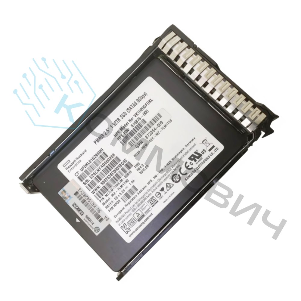 Твердотелый Накопитель SSD 1.92Tb 2.5-inch LFF (SCC) HPE hot-plug SATA 6G/s MU D
