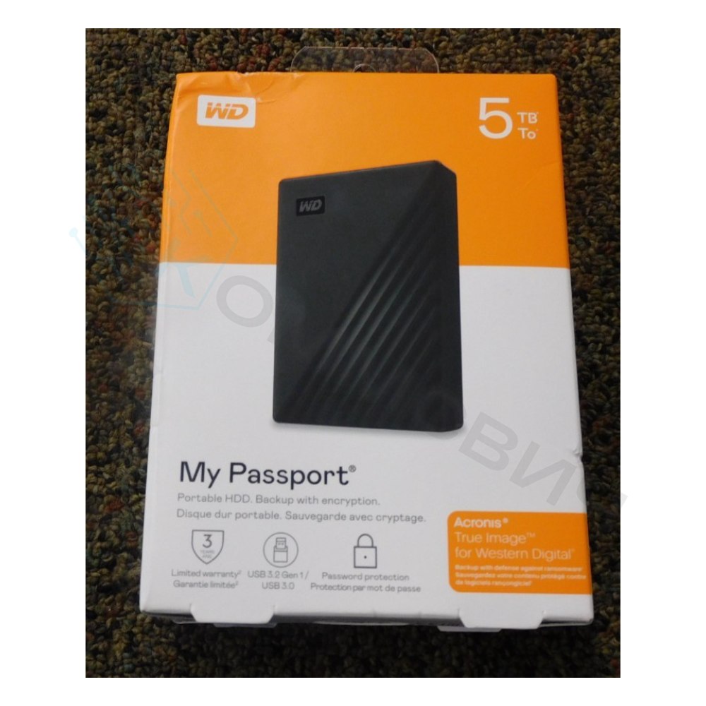 Внешний жесткий диск WD My Passport 5TB 2.5" USB 3.2 Gen 1 Black D8B WDBPKJ0050BBK-WESN