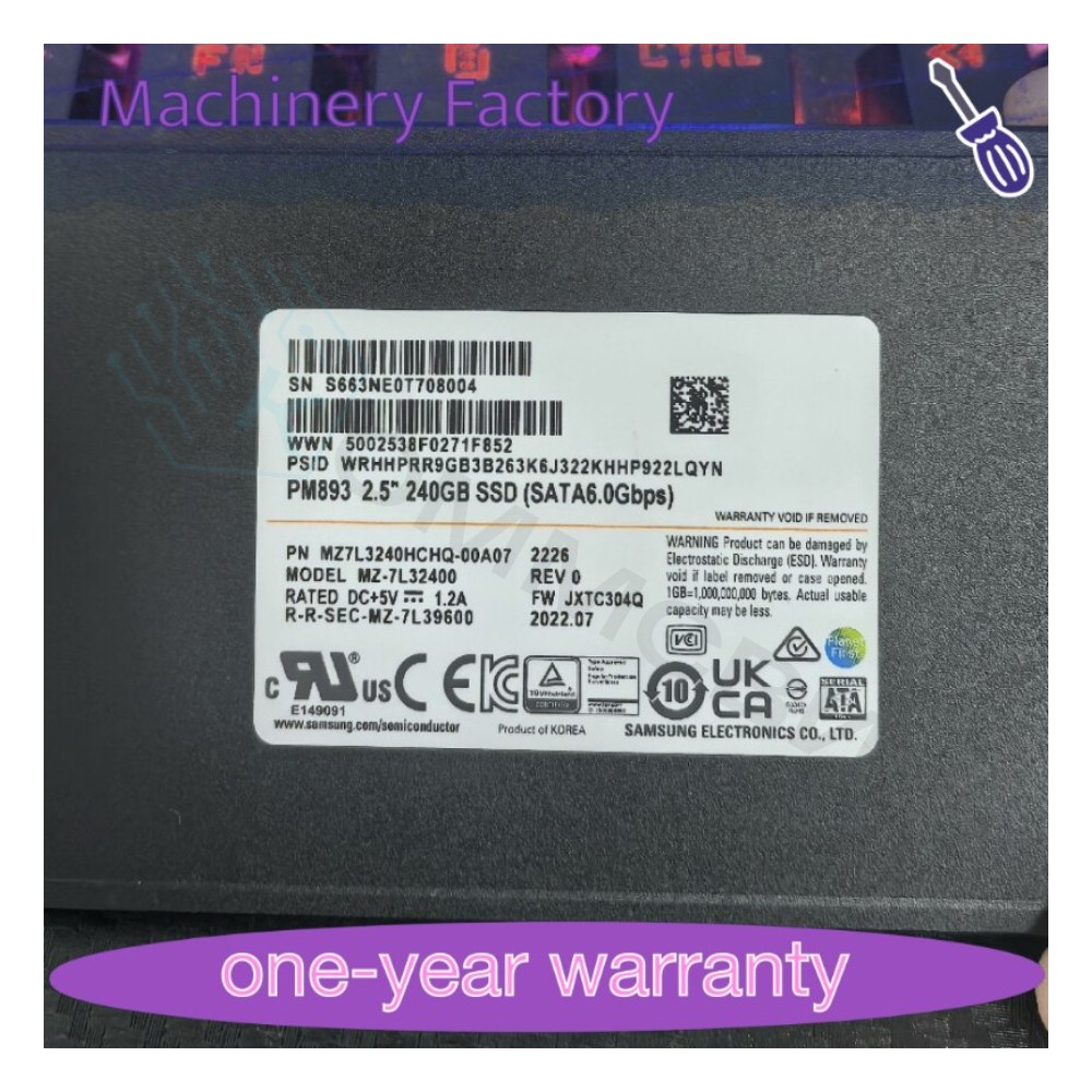 Твердотельный накопитель Samsung SSD 240GB MZ7L3240HCHQ-00A07 PM893 2.5" 7mm SATA3,
