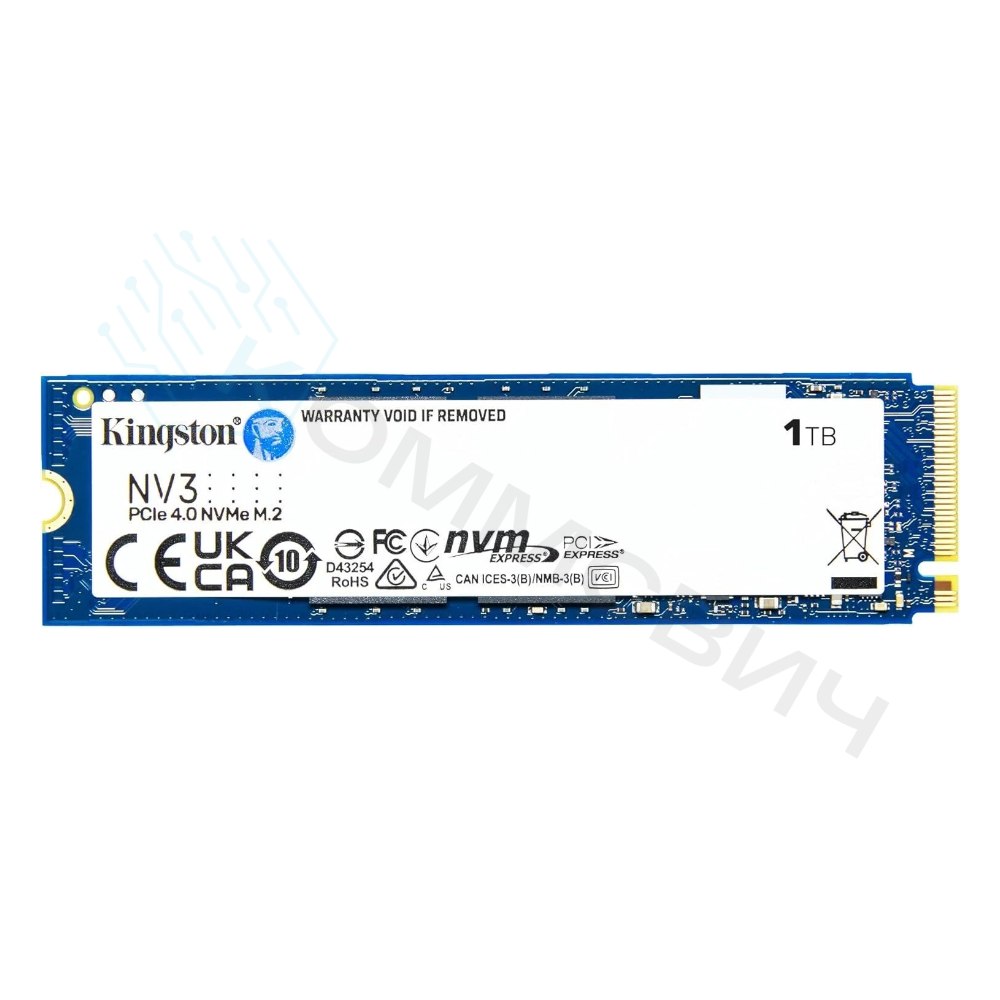 Твердотельный накопитель Kingston SSD 1TB SNV3S/1000G M.2(22x80mm), NVMe, PCIe 4.0 x4, 3D TLC, R/W 6,