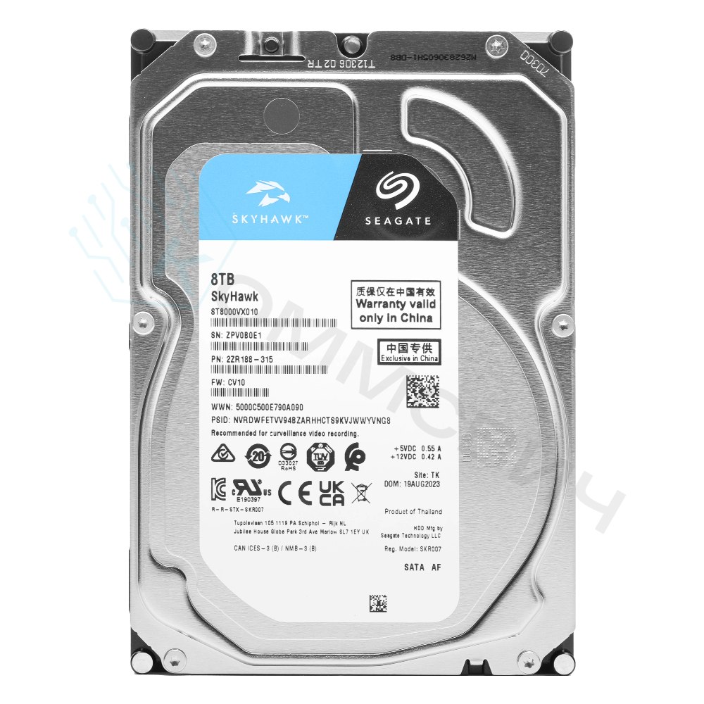 Диск HDD Seagate Skyhawk SATA 3.5" 8 ТБ, ST8000VX010
